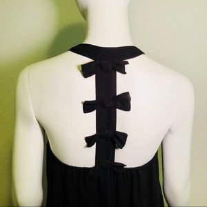 Black Chiffon Slip with Bow Back Detail